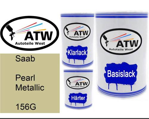 Saab, Pearl Metallic, 156G: 500ml Lackdose + 500ml Klarlack + 250ml Härter - Set, von ATW Autoteile West.